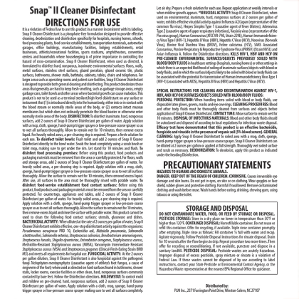 Snap II Cleaner Disinfectant Product Label. See Product Label Details section further below.