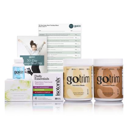 30-Day Jump-Start Kit - Includes NutriClean 7-Day Cleansing System; GoTrim Core; Isotonix Daily Essentials Packets; 2 Nutrition Shakes – 1 Vanilla & 1 Chocolate; Jump-Start Booklet; Tracking Sheet