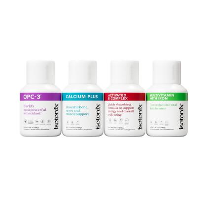Isotonix® Daily Essentials Kit (With Iron) - Includes Multivitamin with Iron (90 servings); OPC-3 (90 servings); Activated B-Complex (90 servings) and Calcium Plus (90 servings)