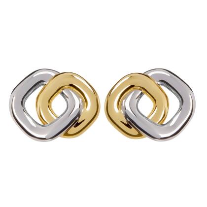 KYLIE – Two-Tone Double Square Earrings