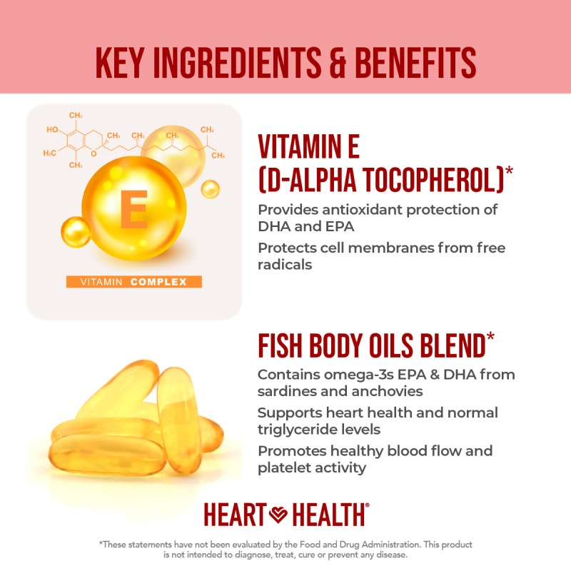 nutraMetrix&reg; Heart Health&trade; Essential Omega III Fish Oil with Vitamin E