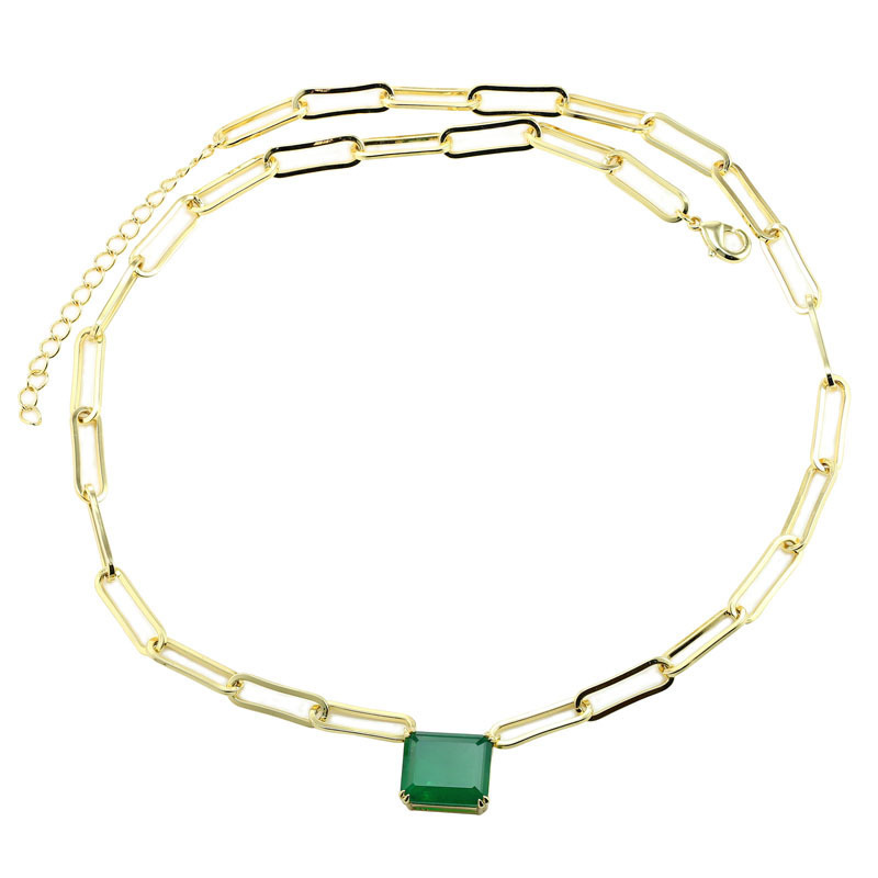 JADE - 單鑽迴紋針項鍊