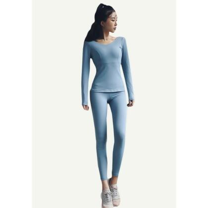 ZBG8087-Lady Quick Drying Running Fitness Yoga Sports Top and Leggings Two Pieces Set 