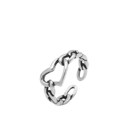 LDR8129 S925 Silver Lover Heart Open Ring 