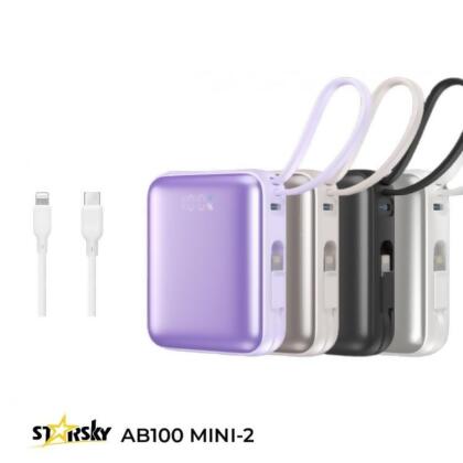 免運!【STARSKY】MINI-2 10000mAh 22.5W 超輕巧自帶雙線行動電源 AB100 AB100 