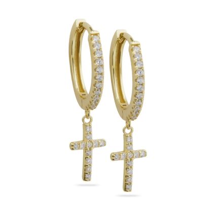 BRANDI - Cross Huggie Earrings