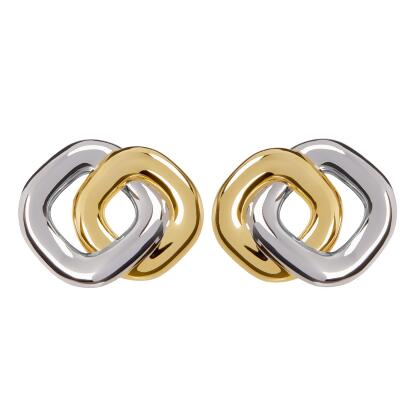 KYLIE – Two-Tone Double Square Earrings