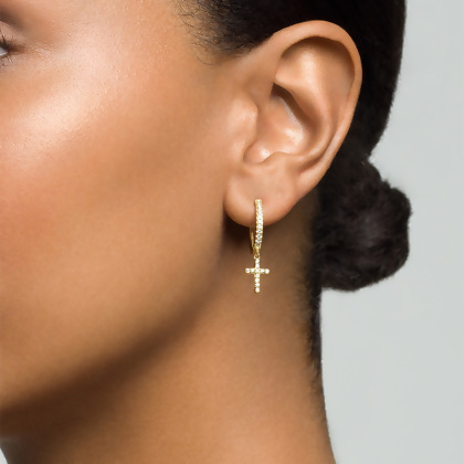 BRANDI - Cross Huggie Earrings