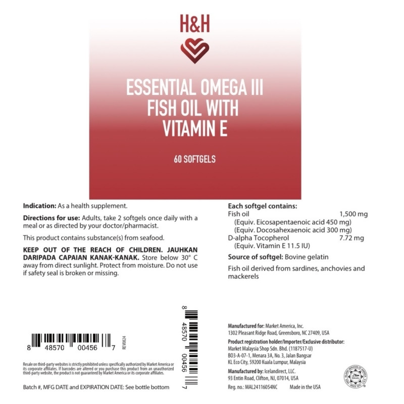 H&H&trade; Essential Omega III Fish Oil with Vitamin E
