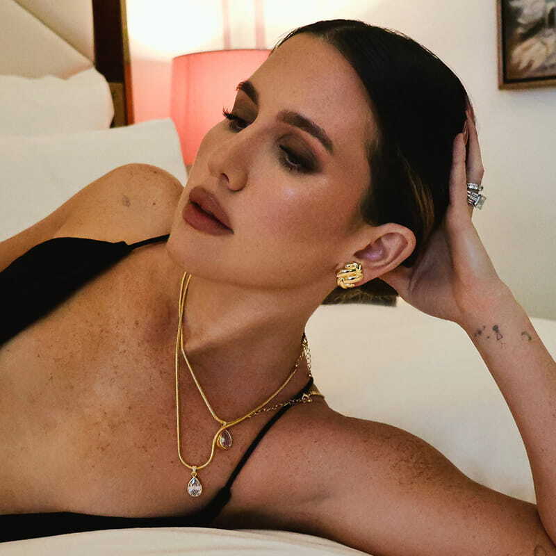 GEORGINA - 圓滿圍鑲梨形鑽項鍊
