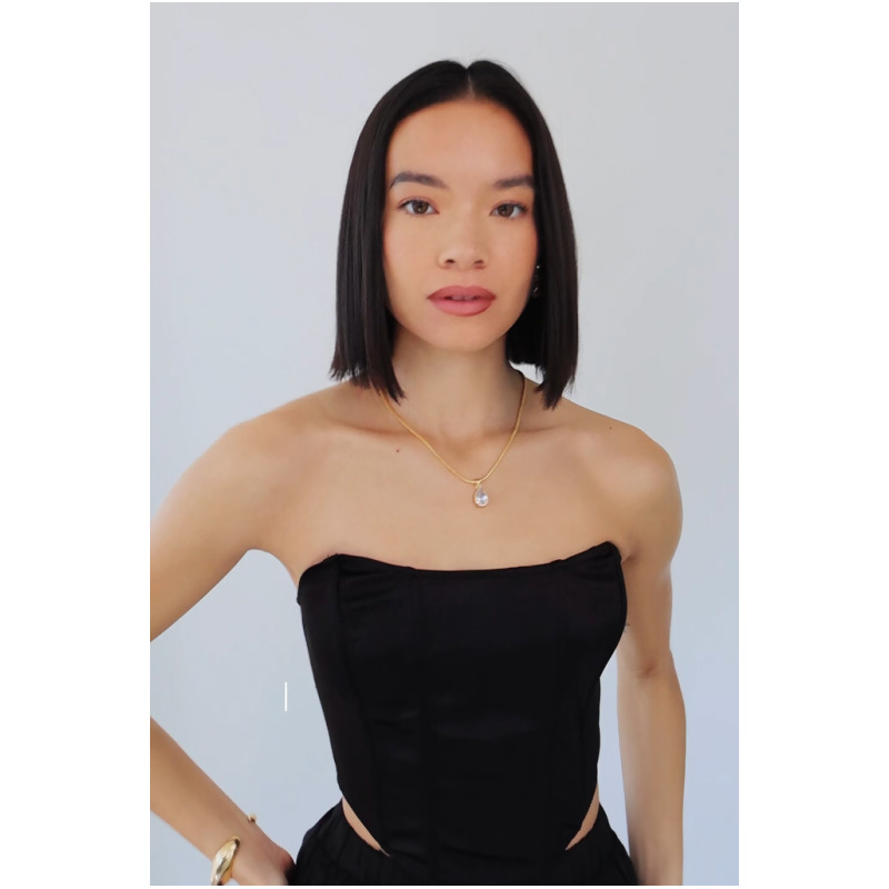GEORGINA - 圓滿圍鑲梨形鑽項鍊