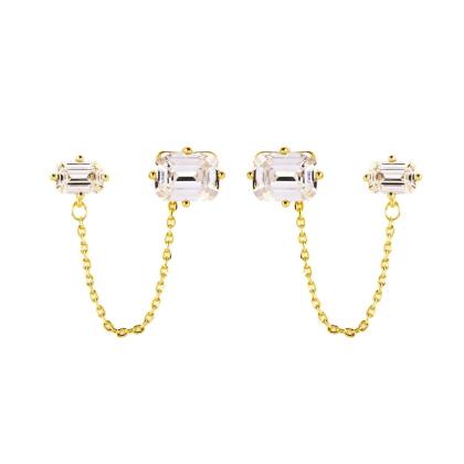 LORENA - Dual Stud Chain Earrings
