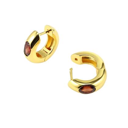 ROSALIND – Garnet Vermeil Huggie Earrings