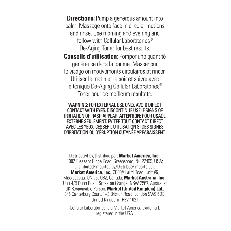 Cellular Laboratories&trade; De-Aging Facial Cleanser