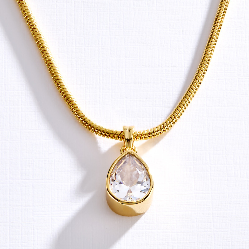 GEORGINA - Bezel Set Pear Necklace