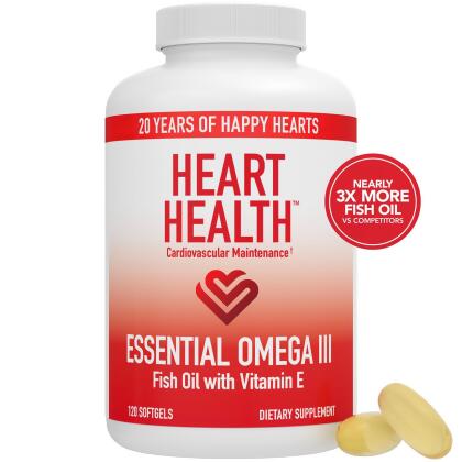 Heart Health™ Essential Omega III Fish Oil with Vitamin E - Single Bottle (60 Servings)
