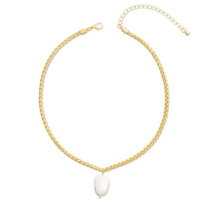 PERLA – Freshwater Pearl Pendant Wheat Chain Necklace Go to SHOPGLOBAL.COM