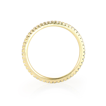 Closeup of Layered Angie - Eternity Band in gold, edge/side view