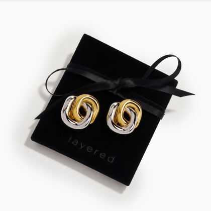 KYLIE &ndash; Two-Tone Double Square Earrings alternate image