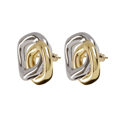 KYLIE &ndash; Two-Tone Double Square Earrings alternate image