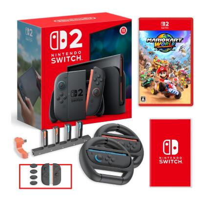 ［御玩家］Nintendo Switch 2 公司貨主機 + 賽車9遊戲片(新品)+熱門遊戲多選一+收納包+保護貼+方向盤+手把充電座/ 超級瑪利歐兄弟驚奇 