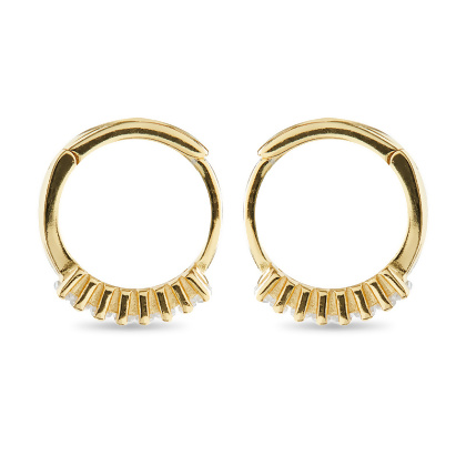 Layered Geo - Mini Baguette Huggie Earrings in gold