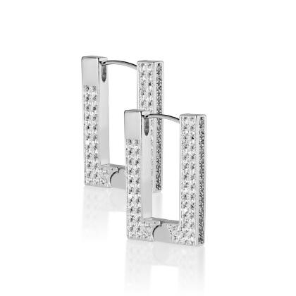RUE – Pavé Rectangle Hoop Earrings 