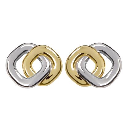 KYLIE – Two-Tone Double Square Earrings 