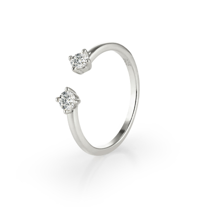 Layered Nicole - Double Solitaire Ring in silver