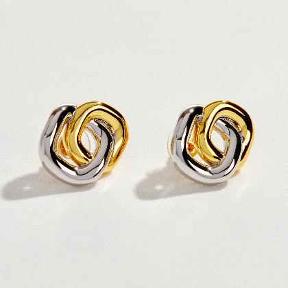 KYLIE &ndash; Two-Tone Double Square Earrings alternate image