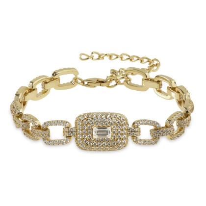 LOREN - Pave Square Radiant Cut Link Bracelet 