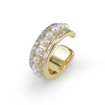 ESTELLE – Triple Row Glass Pearl Ear Cuff 