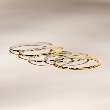 JAMES &ndash; Thin Hammered Ring Trio alternate image