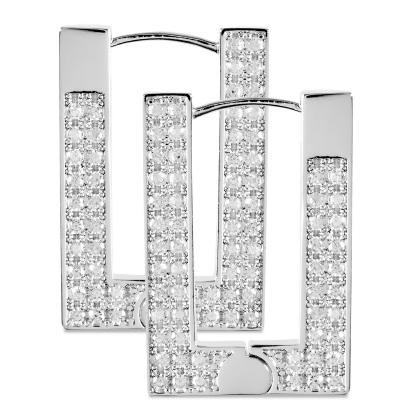 RUE &ndash; Pav&eacute; Rectangle Hoop Earrings alternate image