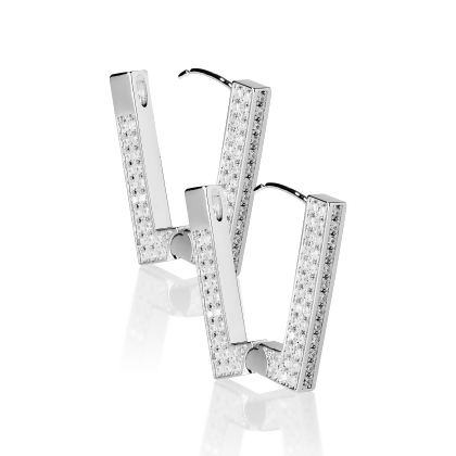 RUE &ndash; Pav&eacute; Rectangle Hoop Earrings alternate image