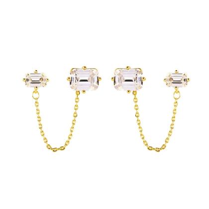 LORENA – Dual Stud Chain Earrings 