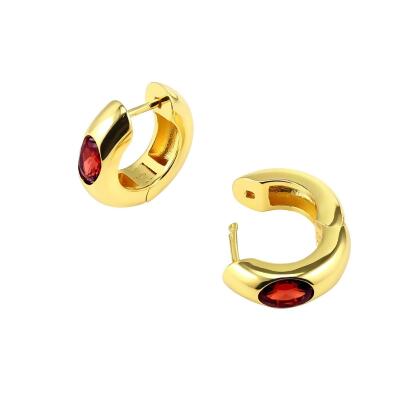 ROSALIND – Garnet Vermeil Huggie Earrings 