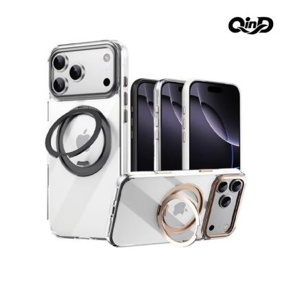 QinD Apple 蘋果 iPhone 17 Pro 旋轉磁吸支點殼(含相機鍵) 相機鍵全包覆 AI鍵全包覆 手機殼 保護殼 保護套 雙料殼 磁吸殼 支援 MagSafe 