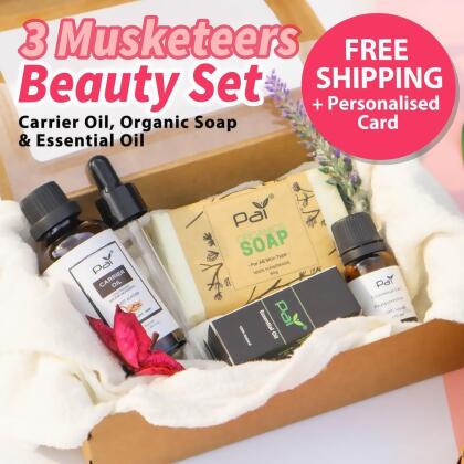PAI Gift Set - 3 Musketeer Body Care Set Carrier Oil, Essential Oil and Organic Soap 护肤套装 