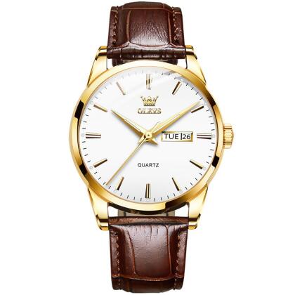 Olevs Classic Leather 39 White and Brown 