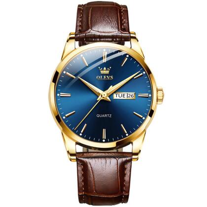 Olevs Classic Leather 39 Blue and Brown 