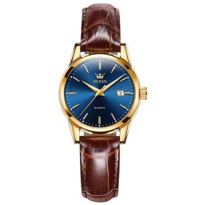Olevs Classic Leather Blue and Brown 