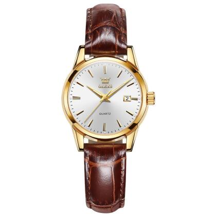 Olevs Classic Leather White and Brown 
