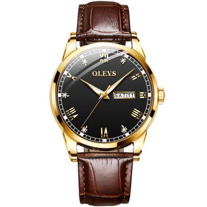 Olevs Classic Crystal Roman Marker 39 Black and Brown 