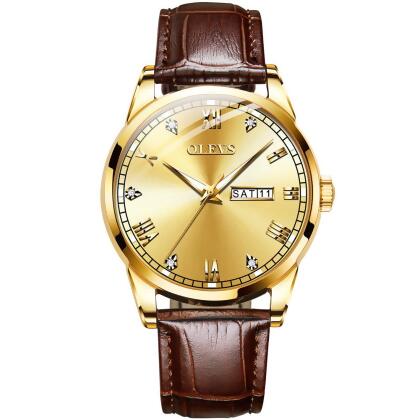Olevs Classic Crystal Roman Marker 39 Gold and Brown 
