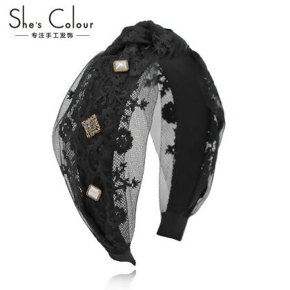 白色蕾絲發箍法式寬邊頭箍發卡女網紅發帶年新款夏季薄款仙氣 