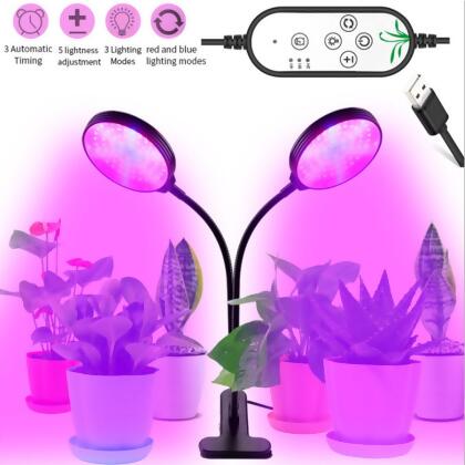 LED Grow Light Dual Head Timing Plant Grow Lights for Indoo 