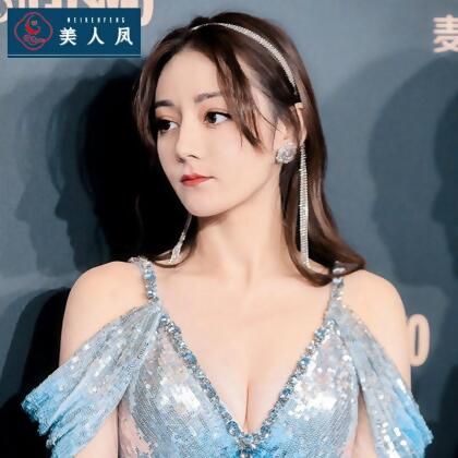楊超越同款超仙少女迪麗熱巴后掛式流蘇發箍外出百搭水鉆發卡頭箍 