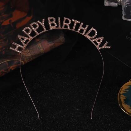 Happy Birthday 鑽飾髮箍-玫瑰金 